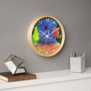 Colorful Rainbow Lorikeet Parrot Photo Large Clock