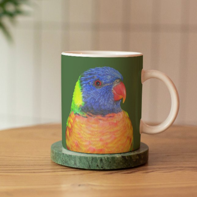 Colorful Rainbow Lorikeet Parrot Photo Mug (In Situ Coaster)