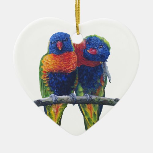 Colorful Rainbow Lorikeets parrots Ceramic Ornament