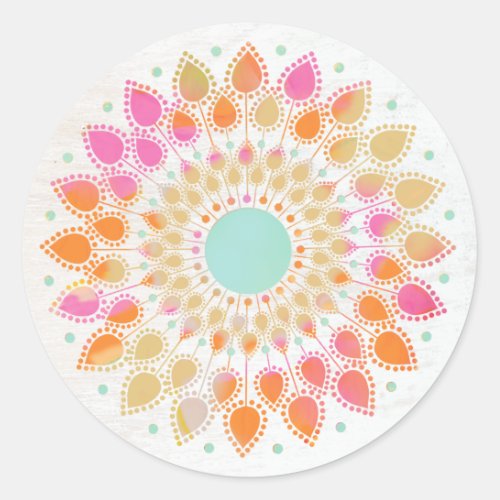 Colorful Rainbow Lotus Flower Mandala   Classic Round Sticker