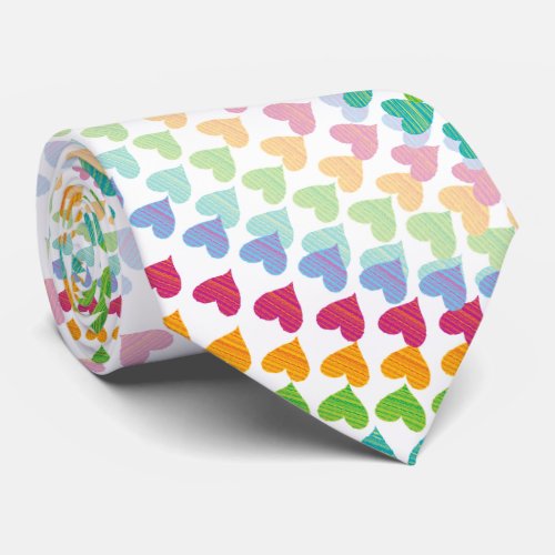 Colorful Rainbow Love Hearts Sprinkles Whimsical Neck Tie