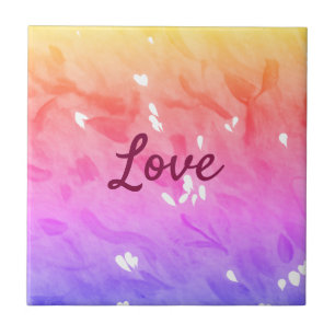 Colorful rainbow love pride lgbtq gay pattern text ceramic tile