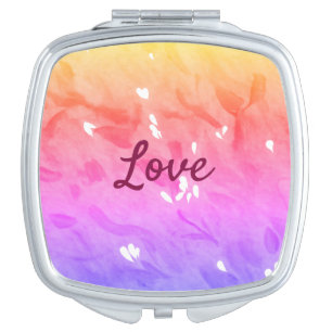 Colorful rainbow love pride lgbtq gay pattern text compact mirror