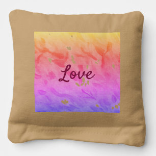 Colorful rainbow love pride lgbtq gay pattern text cornhole bags