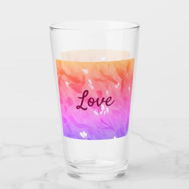 Colorful rainbow love pride lgbtq gay pattern text glass (Front)