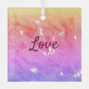 Colorful rainbow love pride lgbtq gay pattern text glass ornament