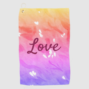 Colorful rainbow love pride lgbtq gay pattern text golf towel