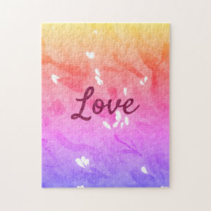 Colorful rainbow love pride lgbtq gay pattern text jigsaw puzzle