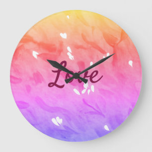 Colorful rainbow love pride lgbtq gay pattern text large clock