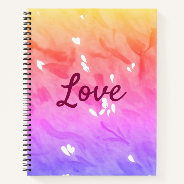 Colorful rainbow love pride lgbtq gay pattern text notebook (Front)