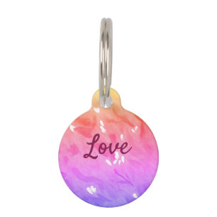 Colorful rainbow love pride lgbtq gay pattern text pet ID tag