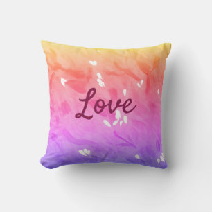 Colorful rainbow love pride lgbtq gay pattern text throw pillow