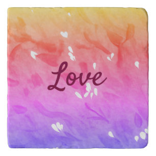 Colorful rainbow love pride lgbtq gay pattern text trivet