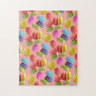 Colorful Rainbow Macaron Cookies Pattern Jigsaw Puzzle