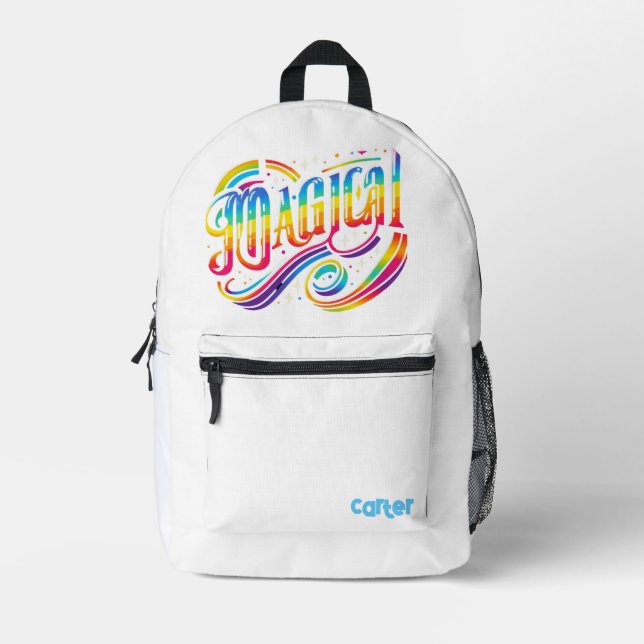 Colorful rainbow magic printed backpack (Front)