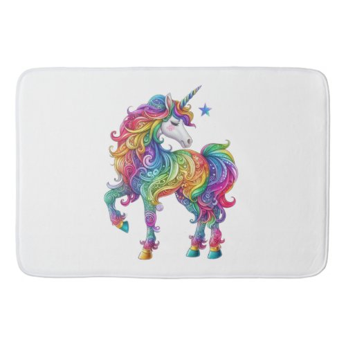 Colorful rainbow magical unicorn bath mat