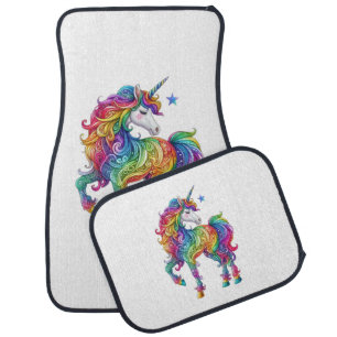 Colorful rainbow magical unicorn car floor mat