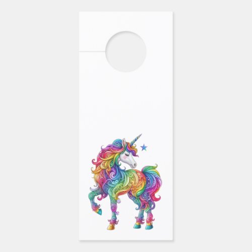 Colorful rainbow magical unicorn door hanger