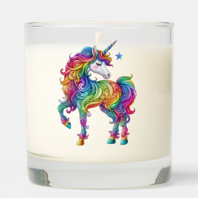 Colorful rainbow magical unicorn scented candle (Front)