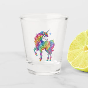 Colorful rainbow magical unicorn shot glass