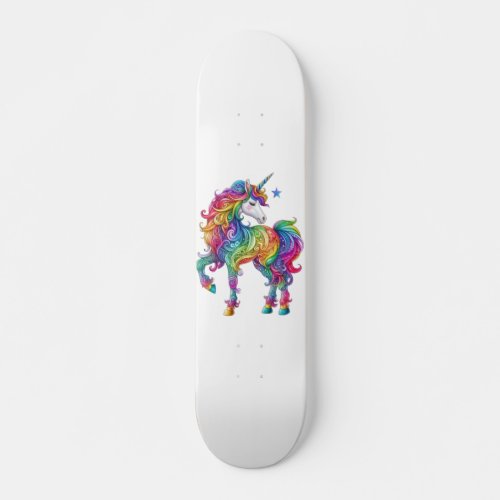 Colorful rainbow magical unicorn skateboard