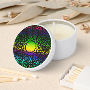 Colorful Rainbow Mandala Mini Candle Favors