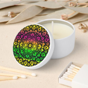 Colorful Rainbow Mandala Mini Candle Favors