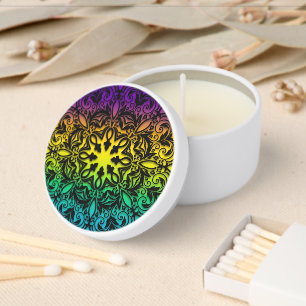 Colorful Rainbow Mandala Mini Candle Favors