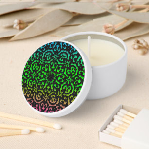 Colorful Rainbow Mandala Mini Candle Favors