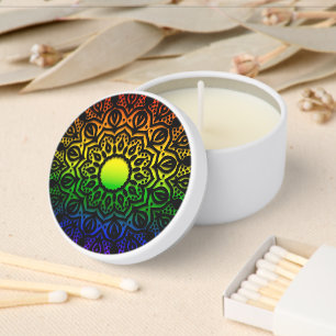 Colorful Rainbow Mandala Mini Candle Favors