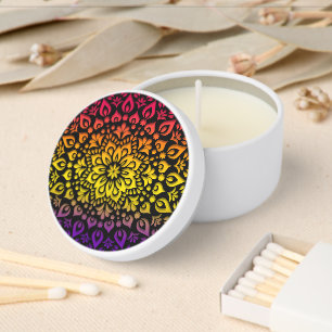 Colorful Rainbow Mandala Mini Candle Favors