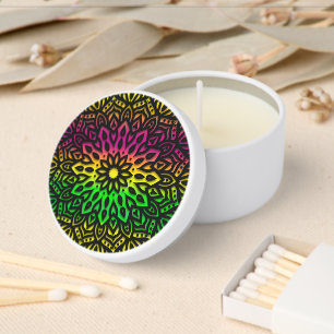 Colorful Rainbow Mandala Mini Candle Favors