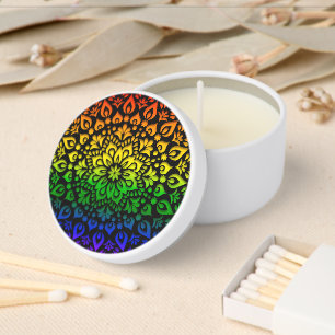 Colorful Rainbow Mandala Mini Candle Favors