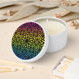 Colorful Rainbow Mandala Mini Candle Favors