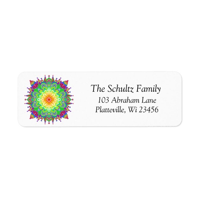 Colorful Rainbow Mandala Zen  Label (Front)