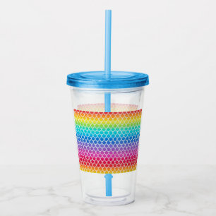 Colorful Rainbow Mermaid Acrylic Tumbler