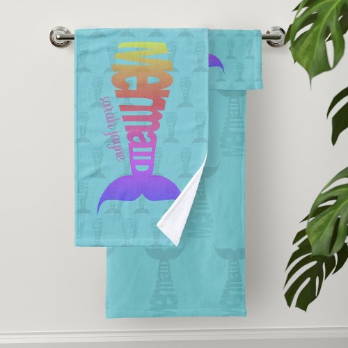 Colorful Rainbow Mermaid Aqua Bath Towel Set