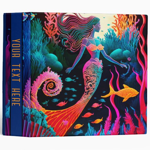 Colorful Rainbow Mermaid Fantasy 3 Ring Binder