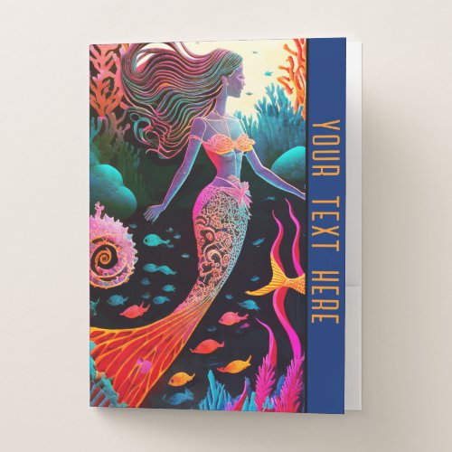 Colorful Rainbow Mermaid Fantasy Pocket Folder