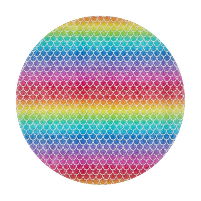 Colorful Rainbow Mermaid scales   Cutting Board (Front)