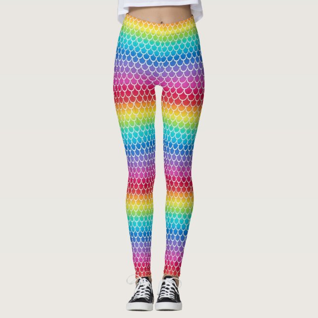 Colorful Rainbow Mermaid scales    Leggings (Front)