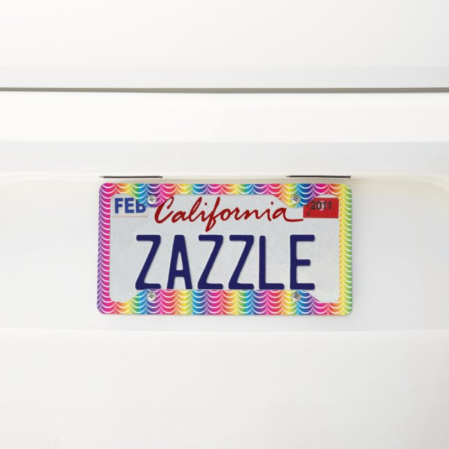 Colorful Rainbow Mermaid Scales License Plate Frame (On Car)