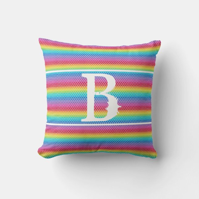 Colorful Rainbow Mermaid scales   Throw Pillow (Front)