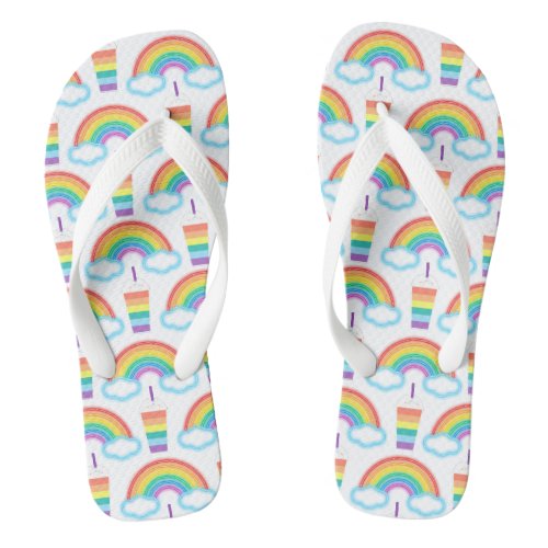 Colorful Rainbow  Milkshake Pattern Gay Pride Flip Flops
