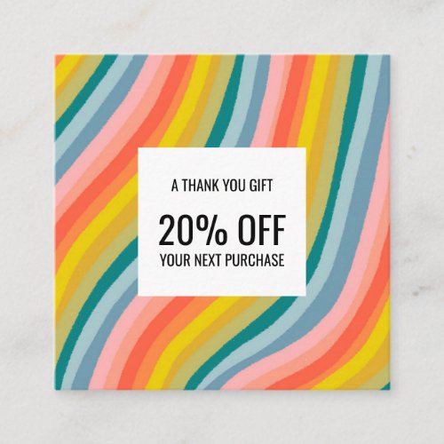 Colorful Rainbow Minimalist Stripes Handmade Discount Card