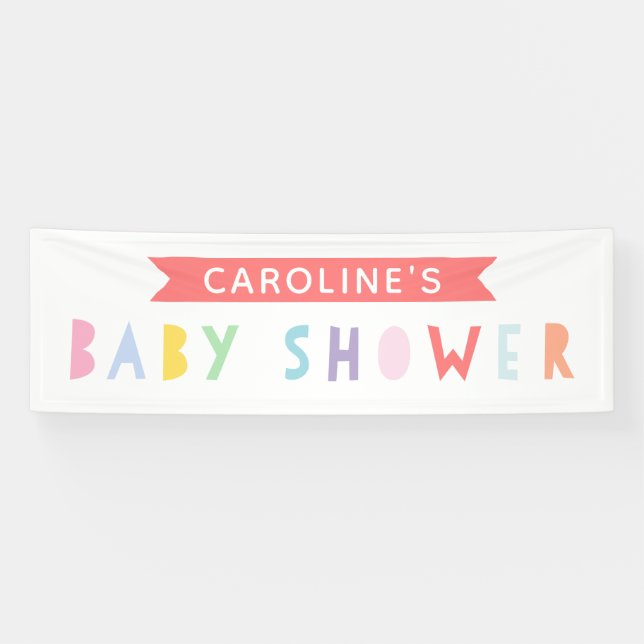 Colorful Rainbow Modern Baby Shower Banner (Horizontal)