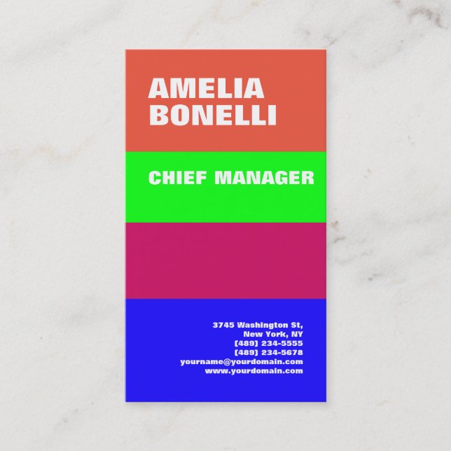 Colorful Rainbow Modern Bold Minimal Professional Business Card (Front)
