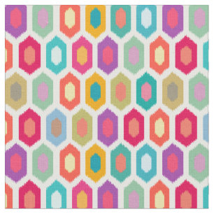 Colorful Rainbow Modern Ikat Pattern Fabric