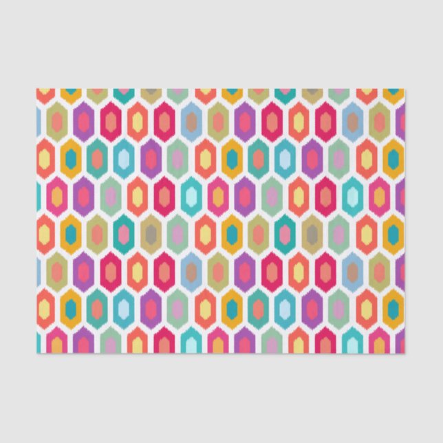 Colorful Rainbow Modern Ikat Pattern Tissue Paper (Front)
