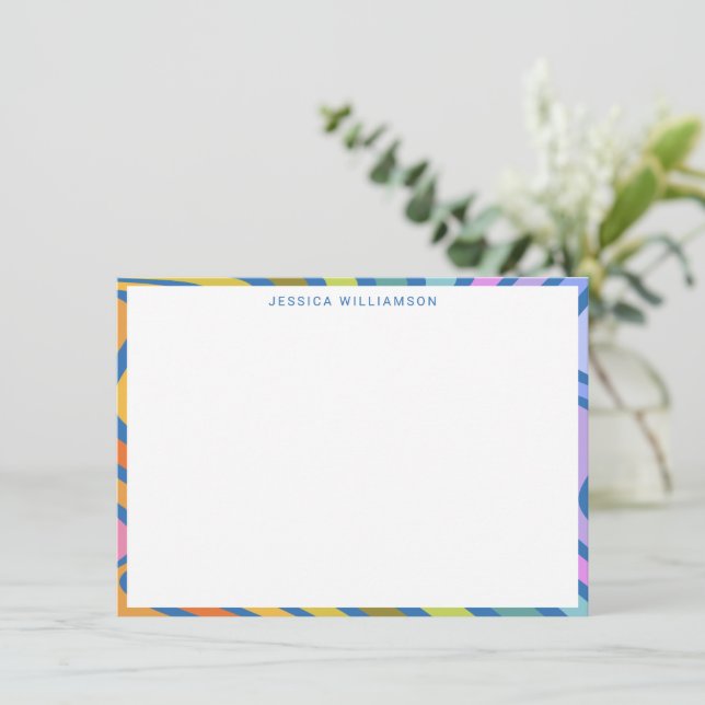 Colorful Rainbow Modern Personalized Stationery Note Card (Standing Front)
